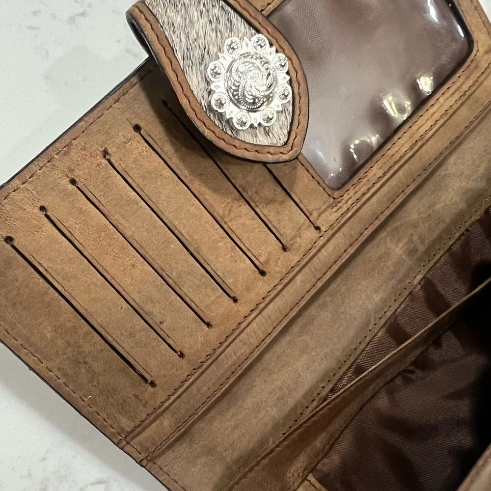 Brown Leather Wallet with Silver Accents